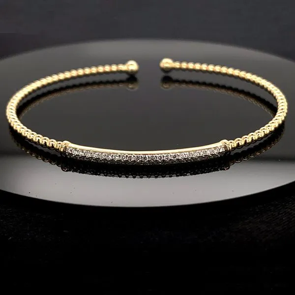 Gabriel & Co. Bujukan Split Cuff Bracelet with Diamond Pavé Bar Geralds Jewelry Oak Harbor, WA