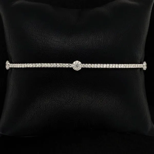 Gabriel & Co. 14K White Gold Diamond Tennis Bracelet with Round Cluster Stations Geralds Jewelry Oak Harbor, WA