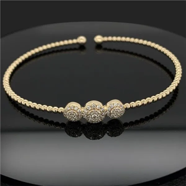Gabriel & Co. Bujukan Bead Cuff Bracelet with Three Pavé Diamond Stations Geralds Jewelry Oak Harbor, WA