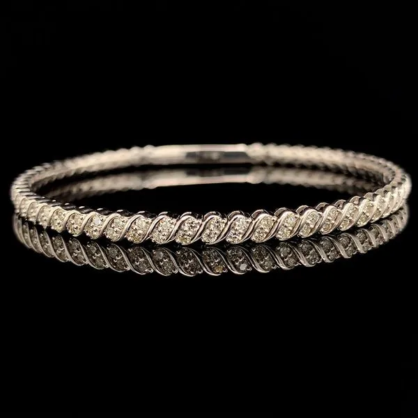White Gold And Diamond Flexible Bangle Bracelet Geralds Jewelry Oak Harbor, WA