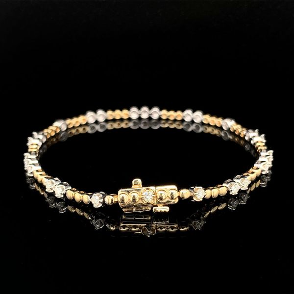 Two Tone Alternating Yellow Gold and Diamond Bracelet Image 2 Geralds Jewelry Oak Harbor, WA
