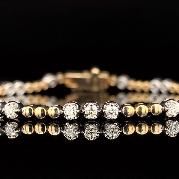 Two Tone Alternating Yellow Gold and Diamond Bracelet Image 3 Geralds Jewelry Oak Harbor, WA