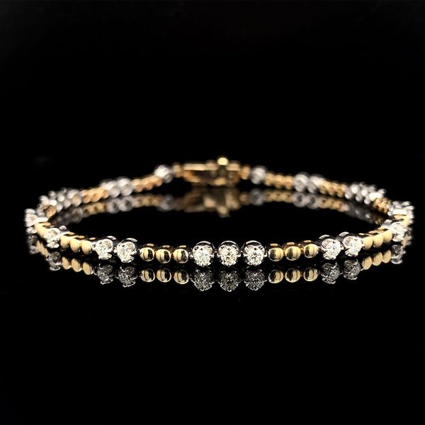 Two Tone Alternating Yellow Gold and Diamond Bracelet Geralds Jewelry Oak Harbor, WA