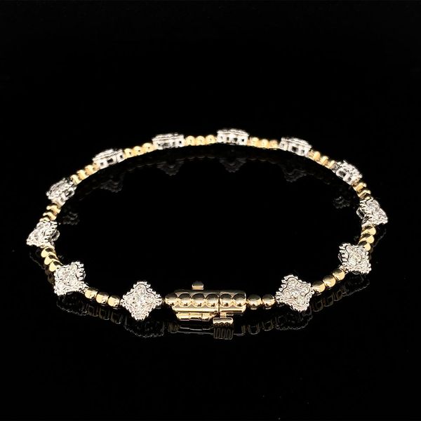 Two Tone Alternating Yellow Gold and Diamond Cluster Bracelet Image 2 Geralds Jewelry Oak Harbor, WA