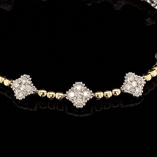 Two Tone Alternating Yellow Gold and Diamond Cluster Bracelet Image 3 Geralds Jewelry Oak Harbor, WA