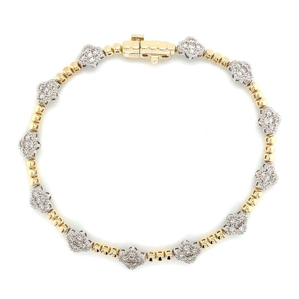 Two Tone Alternating Yellow Gold and Diamond Cluster Bracelet Image 5 Geralds Jewelry Oak Harbor, WA