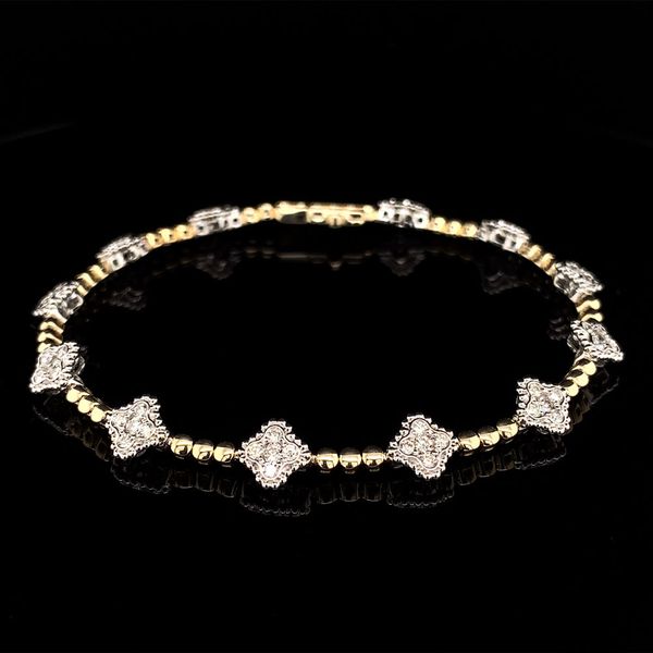 Two Tone Alternating Yellow Gold and Diamond Cluster Bracelet Geralds Jewelry Oak Harbor, WA