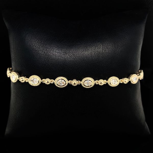 Yellow Gold Bezel and Milgrain Diamond Bracelet Geralds Jewelry Oak Harbor, WA