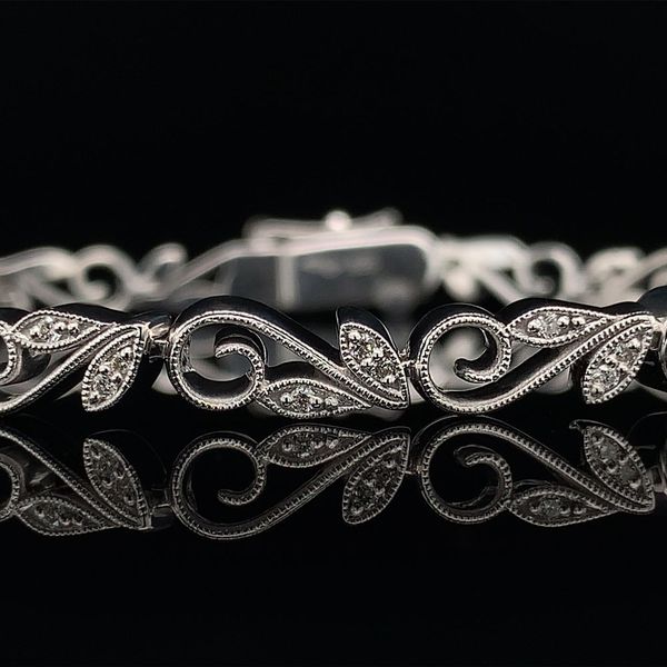 Sterling Silver Scrolling Filigree Diamond Bracelet Image 3 Geralds Jewelry Oak Harbor, WA