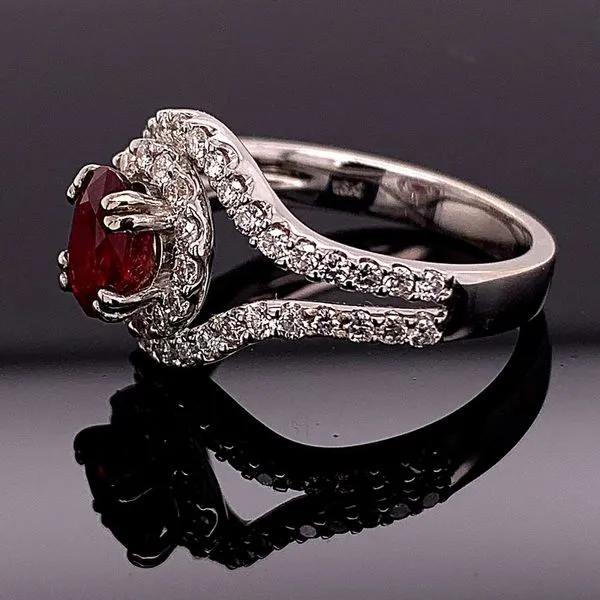 1.10Ct Oval Madagascar Ruby And Diamond Ring Image 2 Geralds Jewelry Oak Harbor, WA