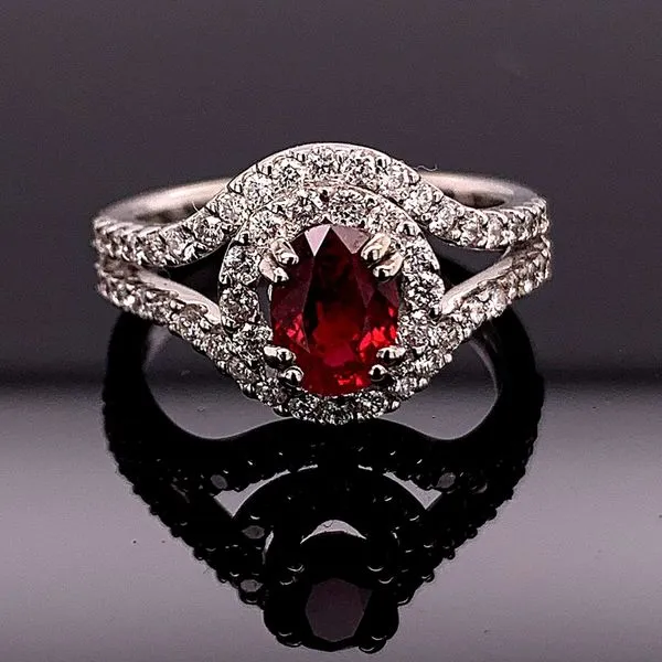 1.10Ct Oval Madagascar Ruby And Diamond Ring Geralds Jewelry Oak Harbor, WA