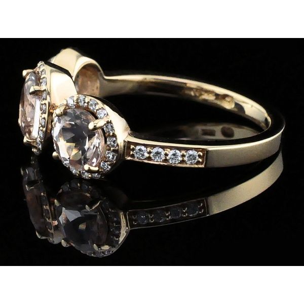 Ladies  Makur Morganite and Diamond Three Stone Ring Image 2 Geralds Jewelry Oak Harbor, WA