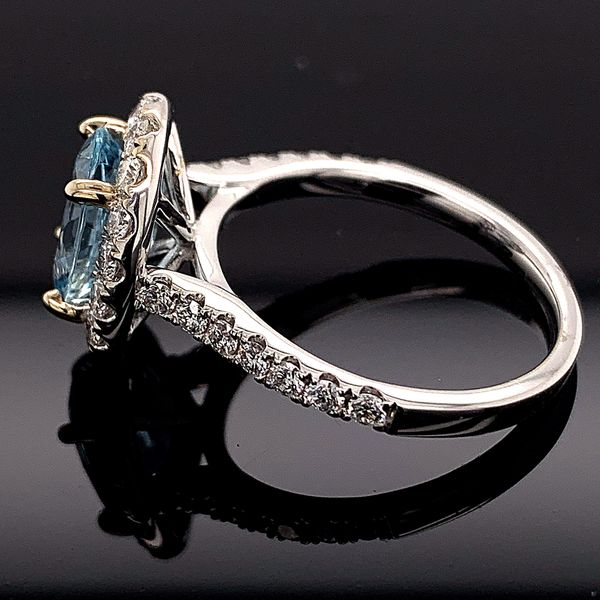 Ladies Custom Aquamarine And Diamond Halo Ring Image 2 Geralds Jewelry Oak Harbor, WA