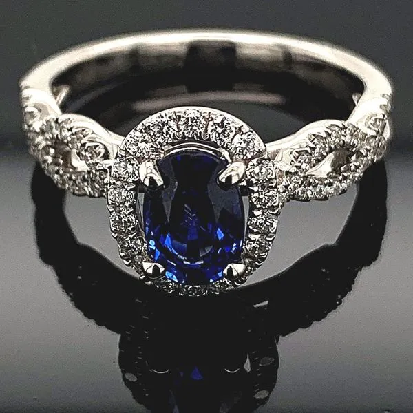 18K Blue Sapphire and Diamond Ring Geralds Jewelry Oak Harbor, WA