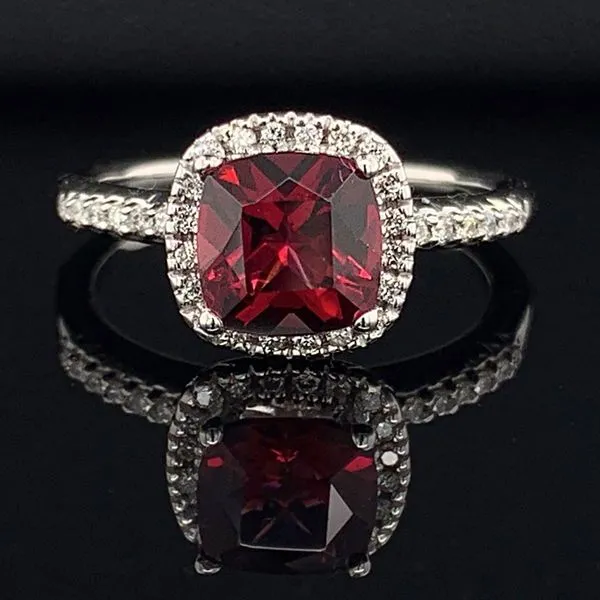 Rhodolite Garnet And Diamond Halo Style Ladies Ring Geralds Jewelry Oak Harbor, WA