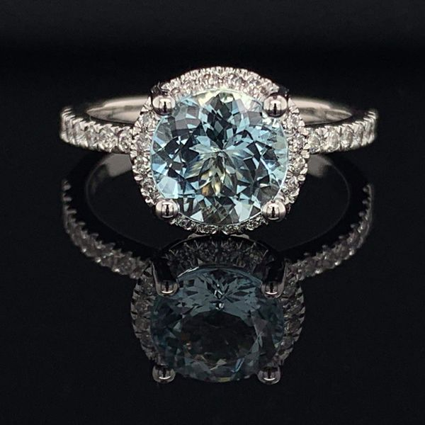 White Gold Aquamarine And Diamond Halo Style Ring Geralds Jewelry Oak Harbor, WA