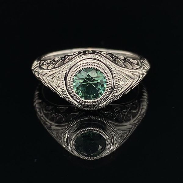Montana Sapphire and Diamond Vintage Style Ring Geralds Jewelry Oak Harbor, WA