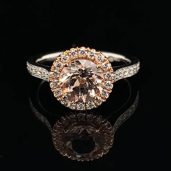 Morganite and Diamond Halo Ring Geralds Jewelry Oak Harbor, WA