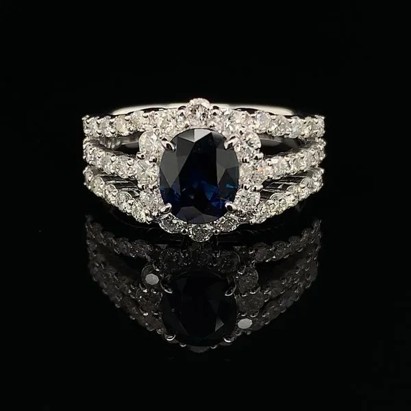 Oval Blue Sapphire And Diamond Halo Style Ring Geralds Jewelry Oak Harbor, WA