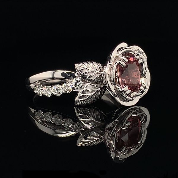 Custom Peach Spinel And Diamond Ring Image 2 Geralds Jewelry Oak Harbor, WA