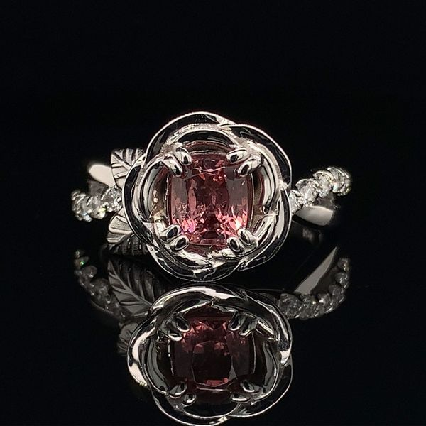 Custom Peach Spinel And Diamond Ring Geralds Jewelry Oak Harbor, WA
