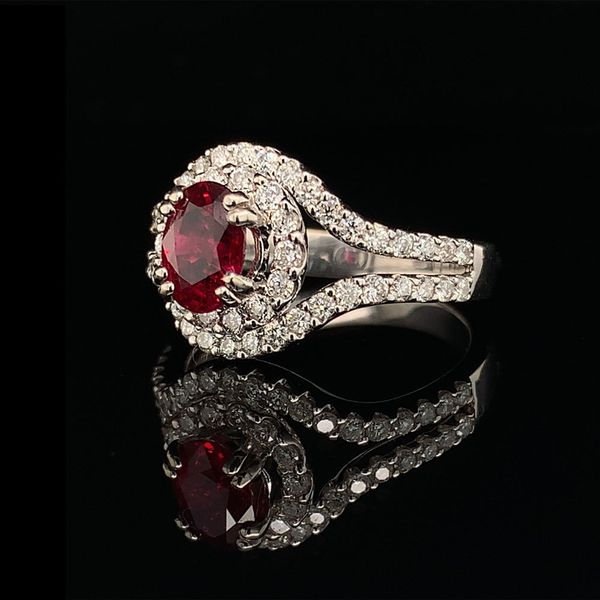 1.10Ct Oval Madagascar Ruby And Diamond Ring Image 2 Geralds Jewelry Oak Harbor, WA