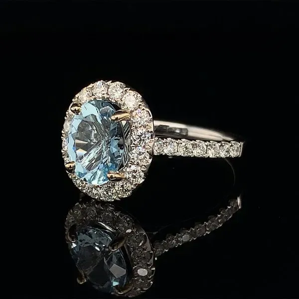 Ladies Custom Aquamarine And Diamond Halo Ring Image 2 Geralds Jewelry Oak Harbor, WA