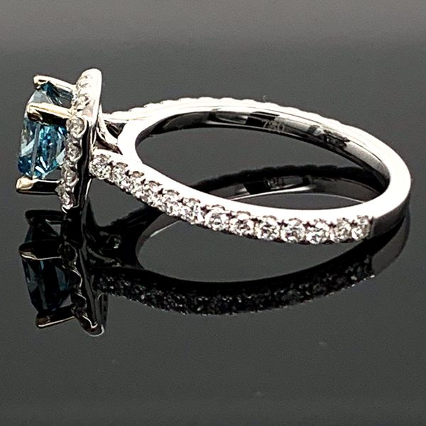 Princess Cut Blue Diamond Halo Ring Image 2 Geralds Jewelry Oak Harbor, WA