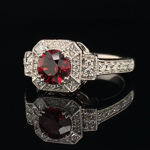 Natural Vivid Red Spinel And Diamond Ring Image 2 Geralds Jewelry Oak Harbor, WA