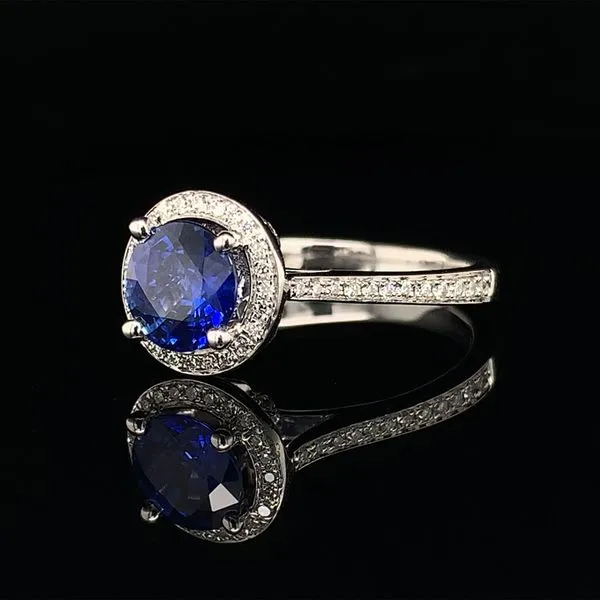 Natural Sapphire And Diamond Halo Ring Image 2 Geralds Jewelry Oak Harbor, WA