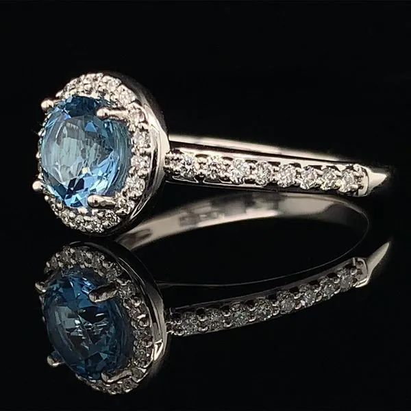 Aquamarine And Diamond Halo Style Ring Image 2 Geralds Jewelry Oak Harbor, WA
