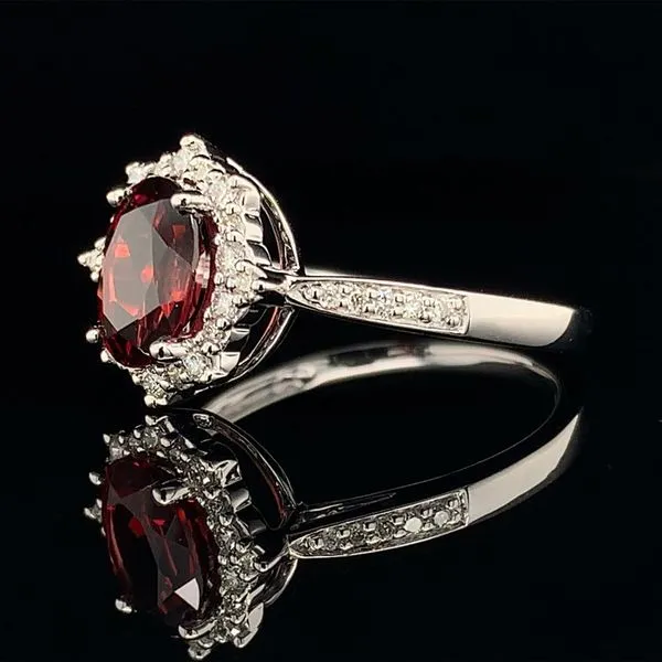 Garnet And Halo Style Diamond Ring Image 2 Geralds Jewelry Oak Harbor, WA