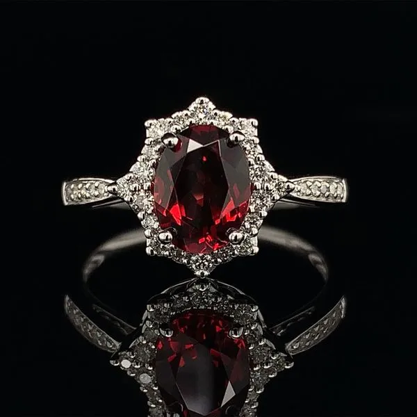 Garnet And Halo Style Diamond Ring Geralds Jewelry Oak Harbor, WA