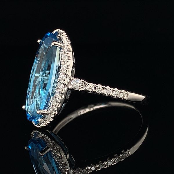 Swiss Blue Topaz And Halo Style Diamond Ring Image 2 Geralds Jewelry Oak Harbor, WA