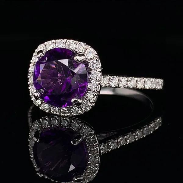 Amethyst And Diamond Halo Style Ring Image 2 Geralds Jewelry Oak Harbor, WA