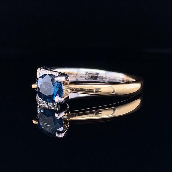 Two Tone Asymmetrical Montana Sapphire and Diamond Ring Image 3 Geralds Jewelry Oak Harbor, WA