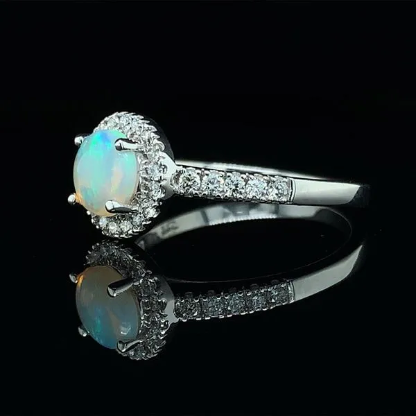 Australian Opal And Diamond Halo Style Ring Image 2 Geralds Jewelry Oak Harbor, WA