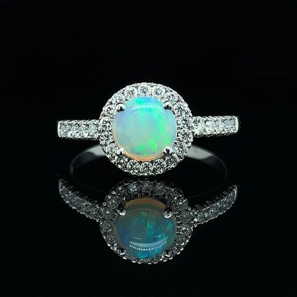 Australian Opal And Diamond Halo Style Ring Geralds Jewelry Oak Harbor, WA