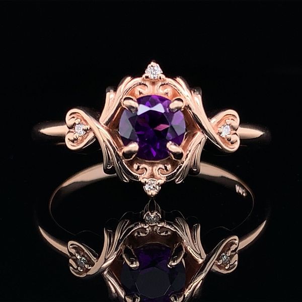 Scroll Style Amethyst Ring, Rose Gold Geralds Jewelry Oak Harbor, WA