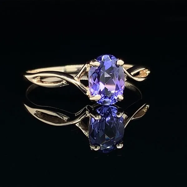Tanzanite and Yellow Gold Twisted Solitaire Ring Image 2 Geralds Jewelry Oak Harbor, WA