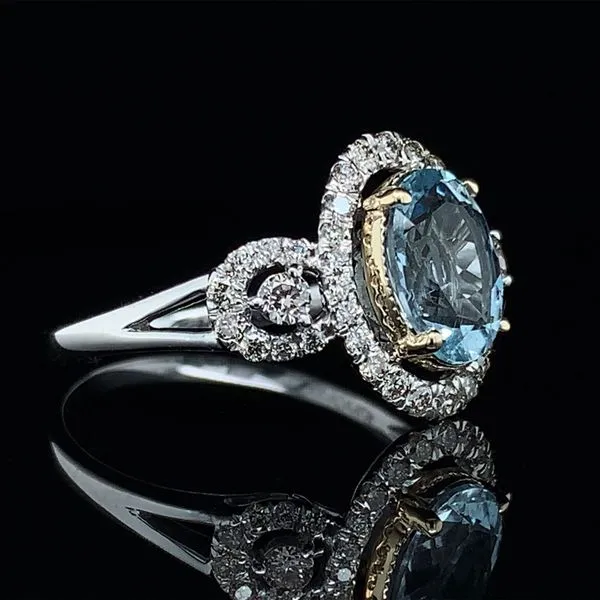 Two Tone Aquamarine And Diamond Fashion Ring Image 2 Geralds Jewelry Oak Harbor, WA