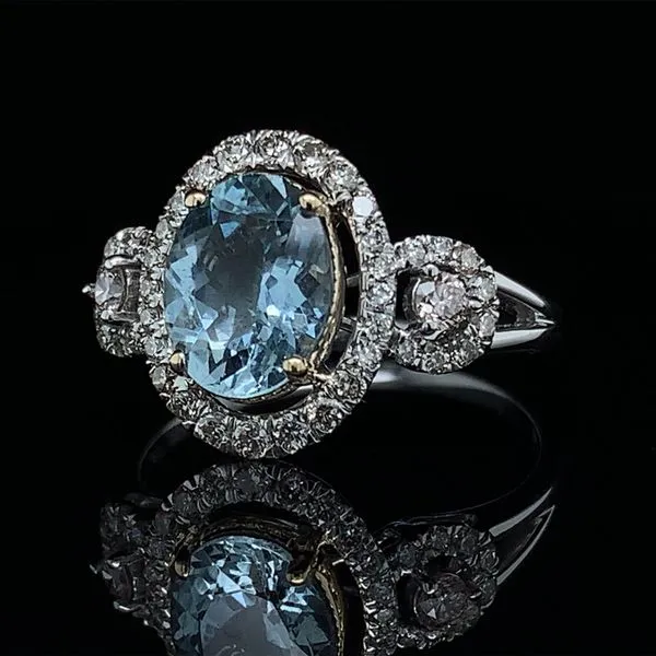 Two Tone Aquamarine And Diamond Fashion Ring Image 3 Geralds Jewelry Oak Harbor, WA