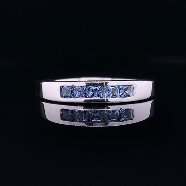 Princess Cut Yogo Sapphire Channel Set Band Geralds Jewelry Oak Harbor, WA