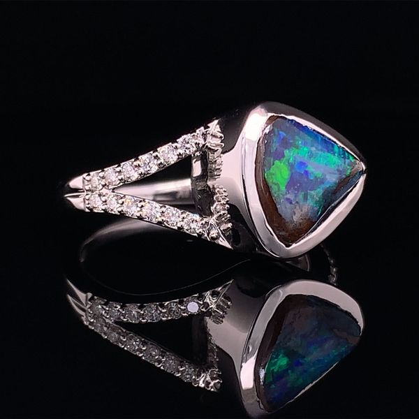 Custom Australian Boulder Opal And Diamond Ring Image 2 Geralds Jewelry Oak Harbor, WA