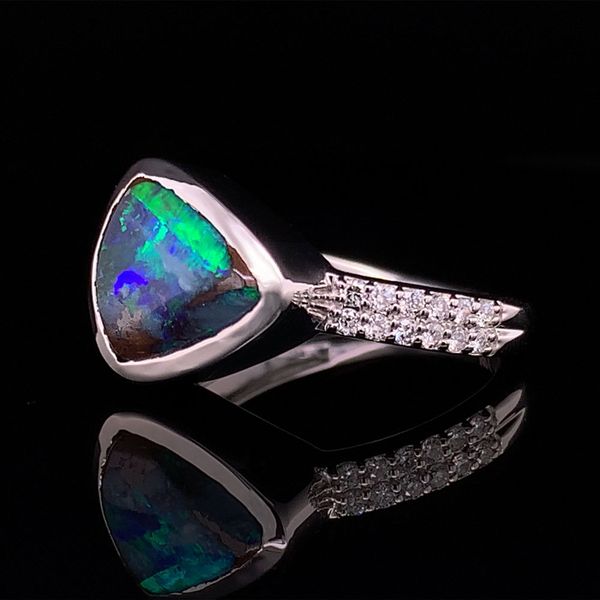 Custom Australian Boulder Opal And Diamond Ring Image 3 Geralds Jewelry Oak Harbor, WA