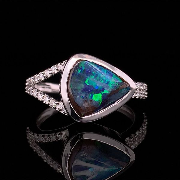 Custom Australian Boulder Opal And Diamond Ring Geralds Jewelry Oak Harbor, WA