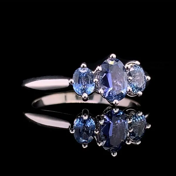 Oval Cut Yogo Sapphire Three Stone Ring Image 3 Geralds Jewelry Oak Harbor, WA