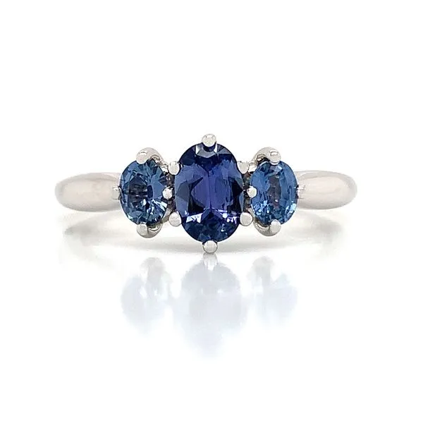 Oval Cut Yogo Sapphire Three Stone Ring Image 4 Geralds Jewelry Oak Harbor, WA