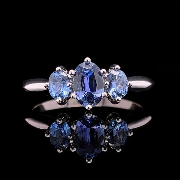 Oval Cut Yogo Sapphire Three Stone Ring Geralds Jewelry Oak Harbor, WA