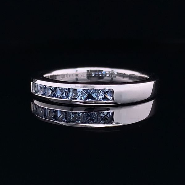 Princess Cut Yogo Sapphire Channel Set Band Image 2 Geralds Jewelry Oak Harbor, WA